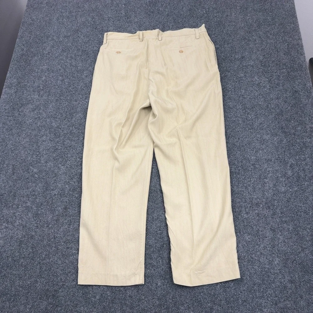 Joseph & Lyman Pants Mens 36x29 Tan Silk Pleated Dress Trousers Classic Luxury